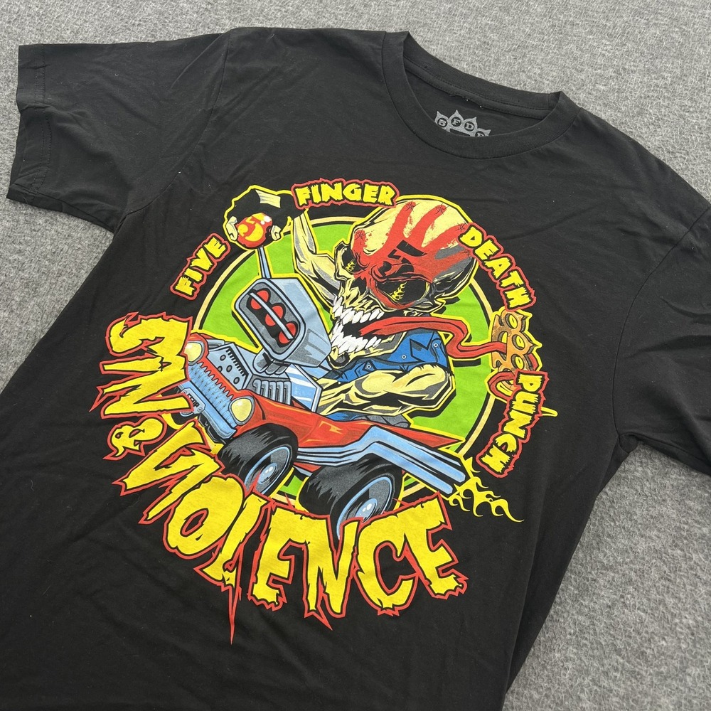 Five Finger Finger Death Punch T Shirt Mens M Tour Rock Band Concert SS Black
